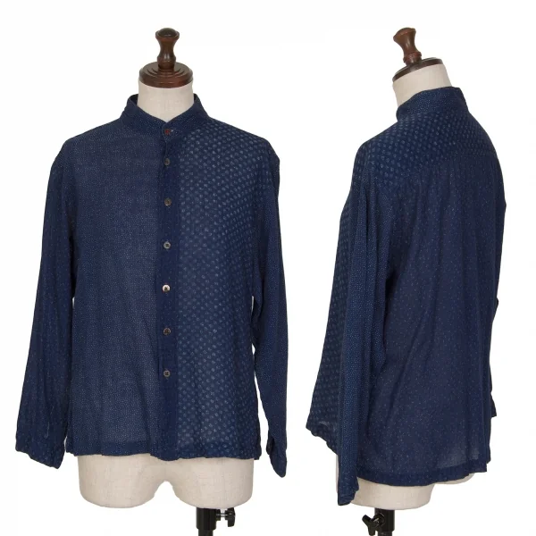 45rpm 45R 藍染切替ガーゼ地コットンシャツ 紺3 (K-129244)