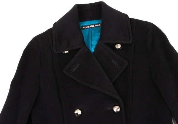 ヴィヴィアンタムVIVIENNE TAM アンゴラウールショート丈Pコート 黒0