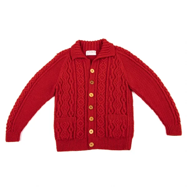 インバーアラン INVERALLAN ウールハンドニットカーディガン 赤L位 (K