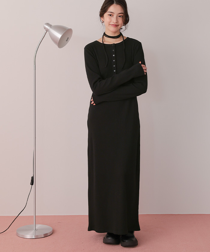 チョーカー付きリブワンピース | titivate