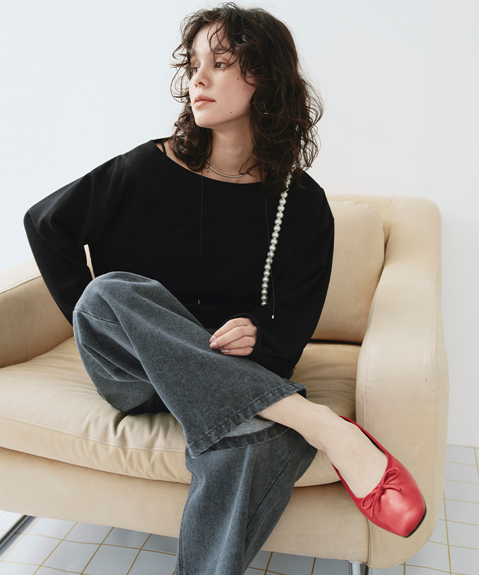 オフショルダースウェットプルオーバー | titivate