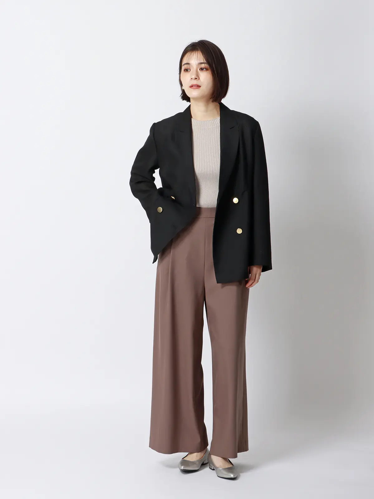 ダブルブレストジャケット／ウォッシャブル／カラミ織メッシュ／無地