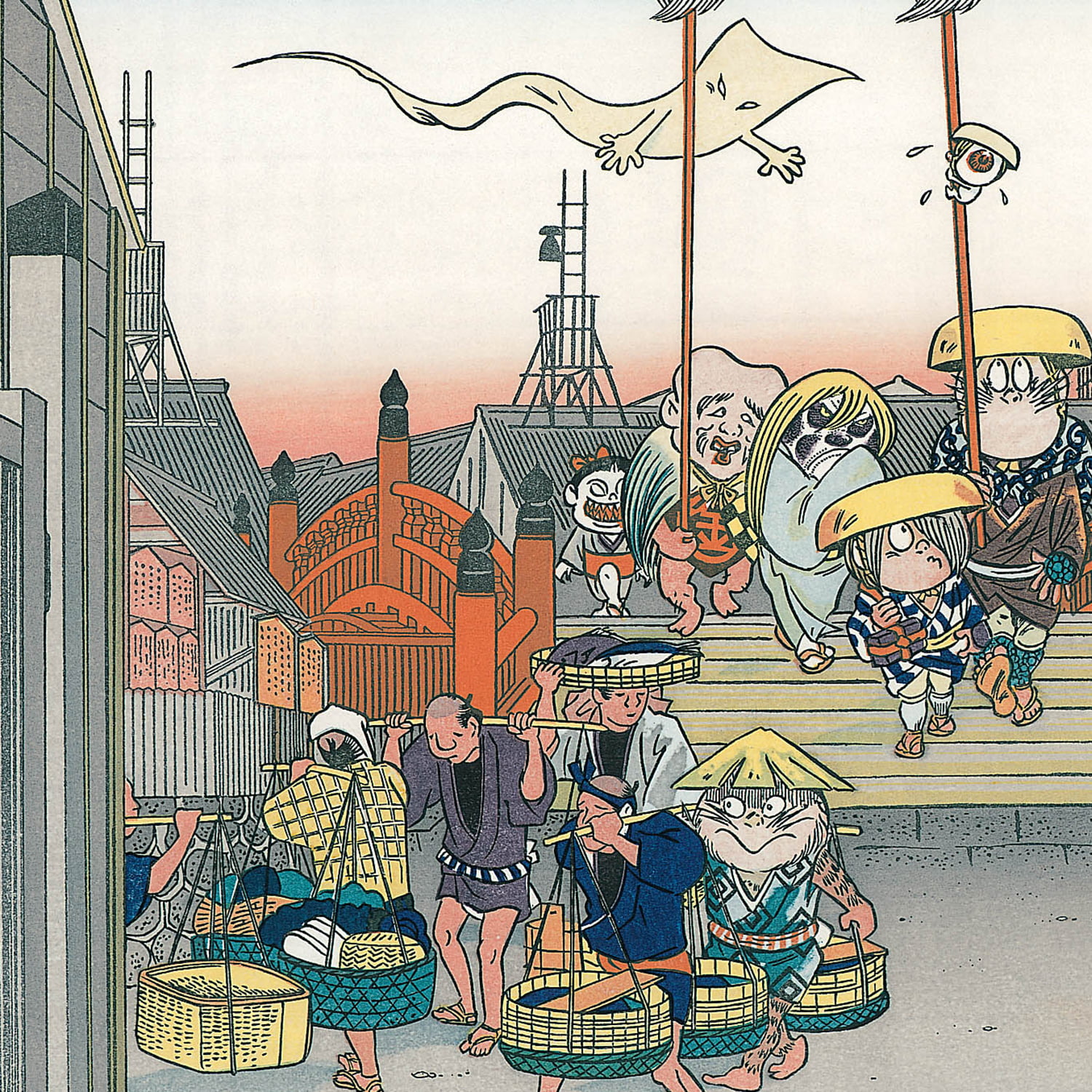 浮世絵木版画「妖怪道五十三次 日本橋」｜浮世絵工房