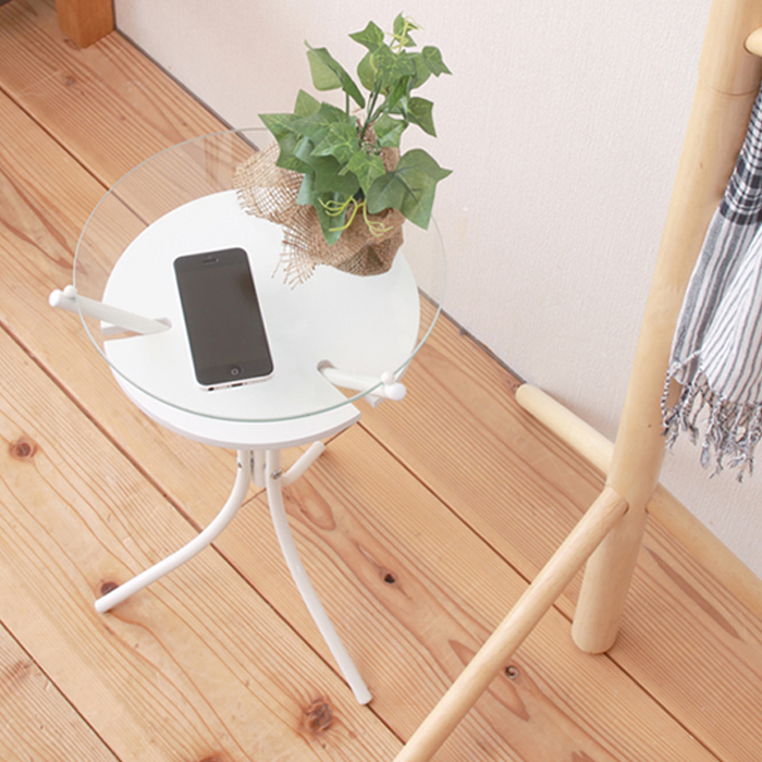 ガラスサイドテーブル ガラステーブル 机 モダン 花台 軽量 コンパクト