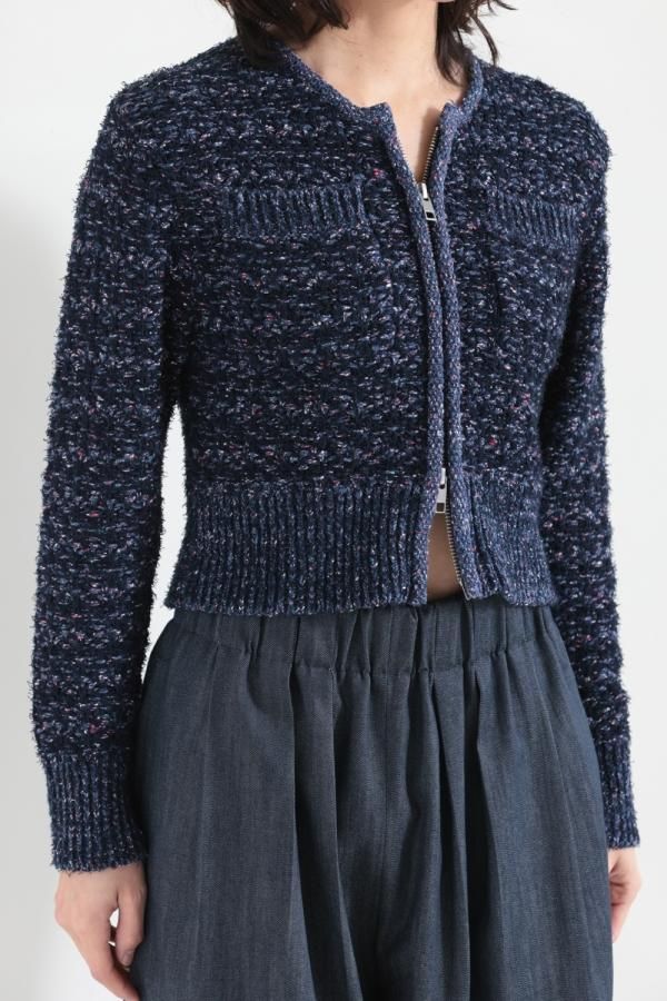 MACPHEE(マカフィ) ツイードジャガードジップアップカーディガン