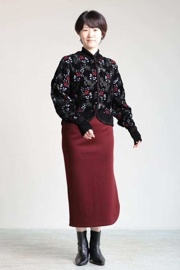 Mame Kurogouchi(マメ) Double Jersey Asymmetric Skirt BORDEAUX