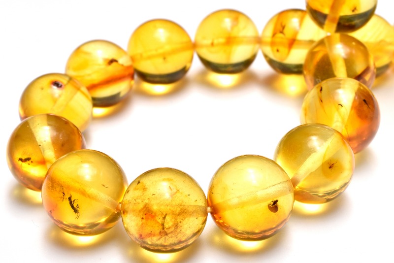 1点物】全粒内包☆限定入荷！ 虫入り琥珀アンバー 11mm ブレスレット