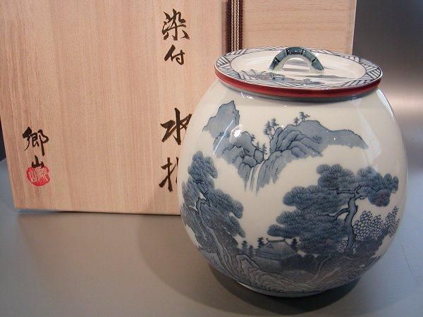 茶道具 水指 芋頭 染付山水、 加藤郷山作【 完売 】 - 茶道具 販売の