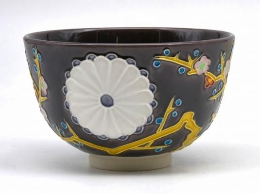 茶道具 抹茶茶碗 紫交趾 菊と梅 翠嵐- 茶道具 販売の佐藤大観堂