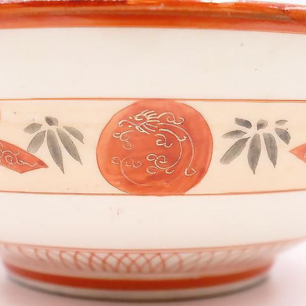 明治初期 九谷焼 赤絵人物画鉢大小 口径約21.5/18.5㎝東Y8-0123①