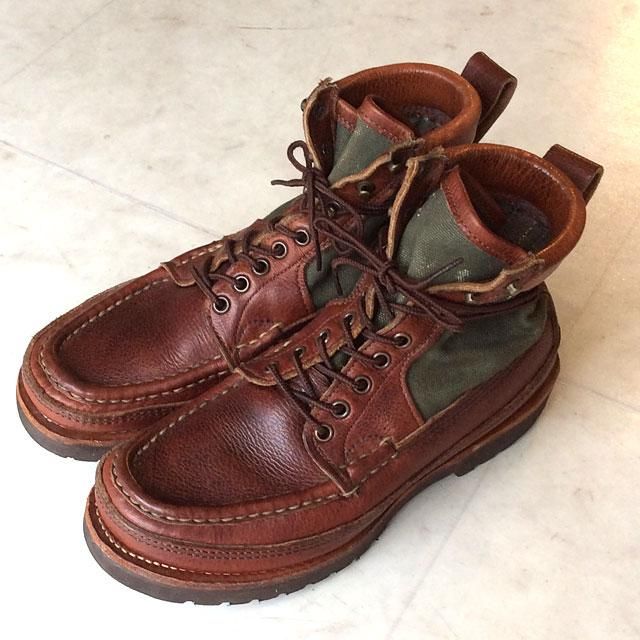 ラッセルモカシン サファリ 茶×オリーブ 青タグ サイズ6E／25.5cm MADE