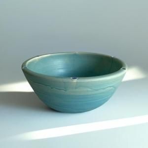 陶器と琉球ガラスの洗面ボウル NO-23 紫色