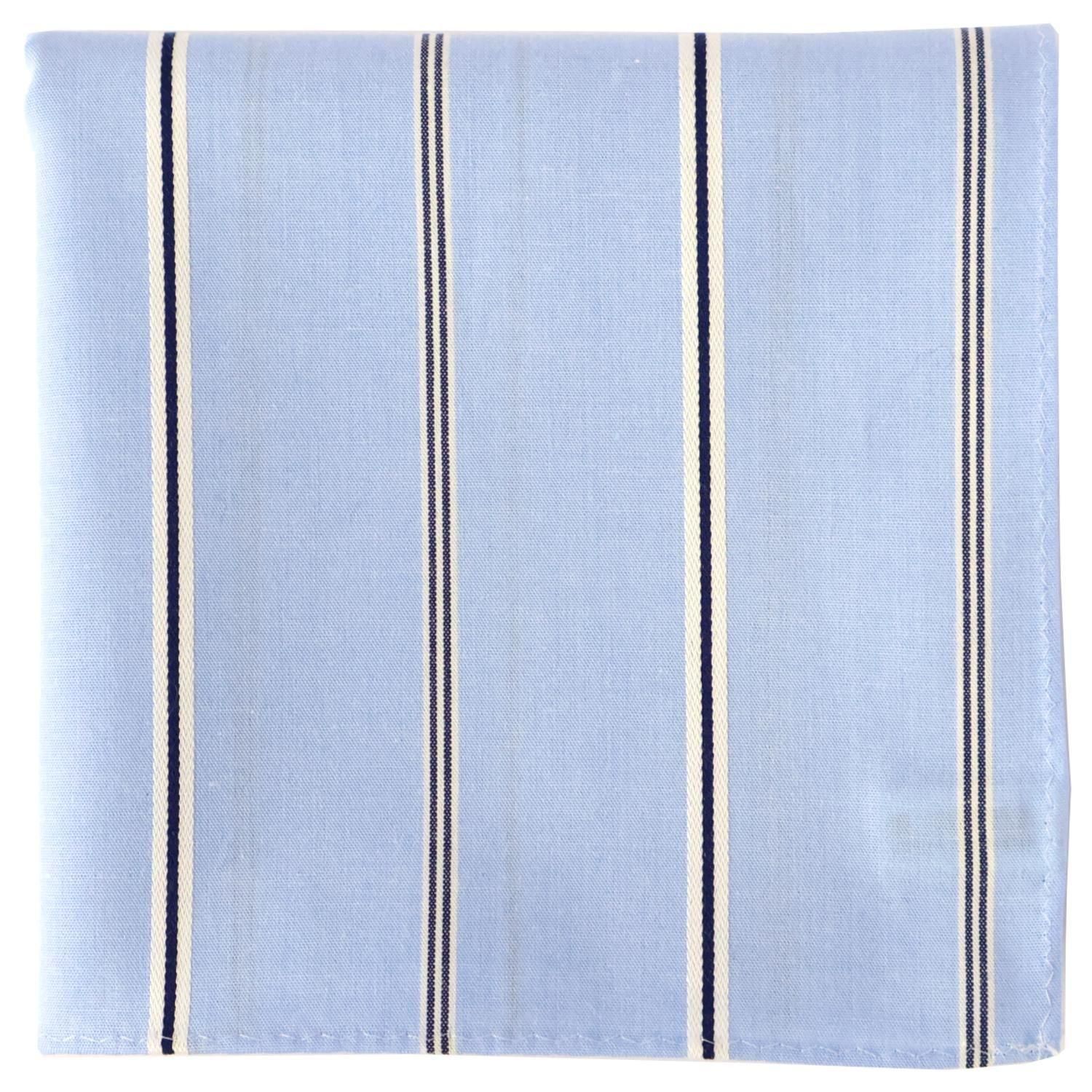 サックスオーガニックサテンストライプハンカチ | H TOKYO ハンカチ