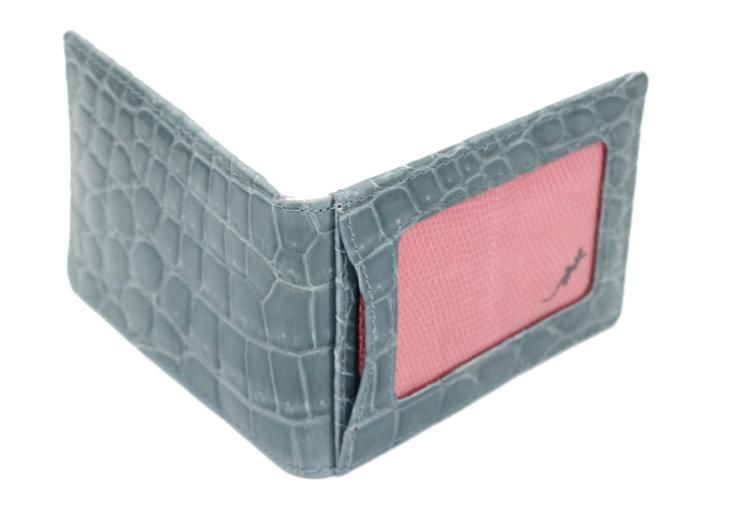 クロコダイル カードケース | ブルーグレー - 『皮革に製品としての