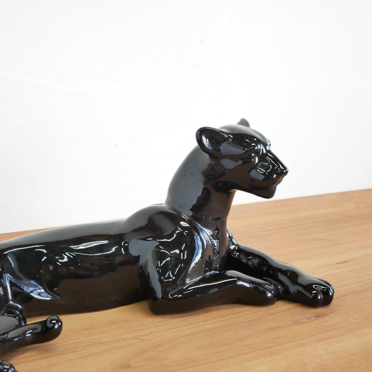 ブラックパンサー 置物 50s 陶器製 -通販-ローズボールアンティークス