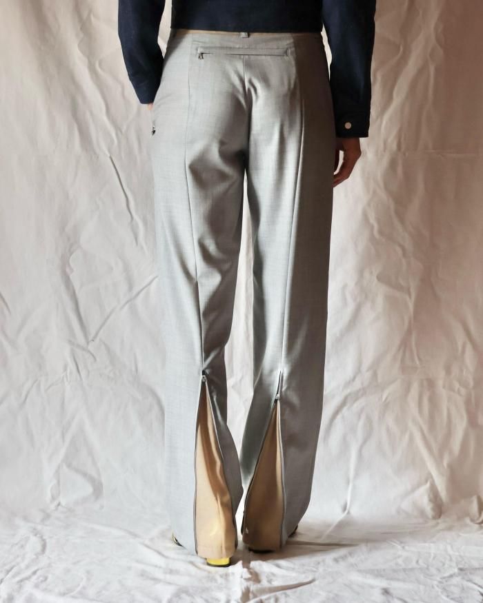 FUMIKA UCHIDA： ZIPPED HEM SLACKS - LIGHT GREY - ORANN ONLINE SHOP