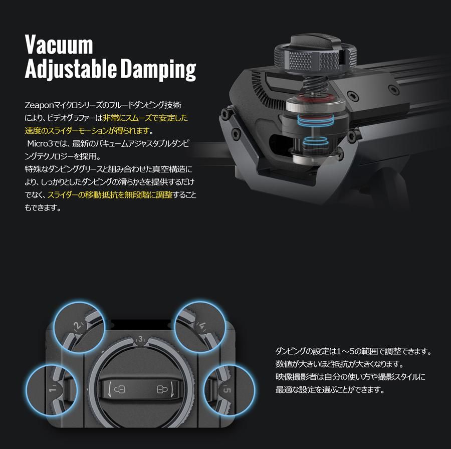 Zeapon Micro3 M500カメラスライダー（手動・可動59cm） 【1年保証付き】