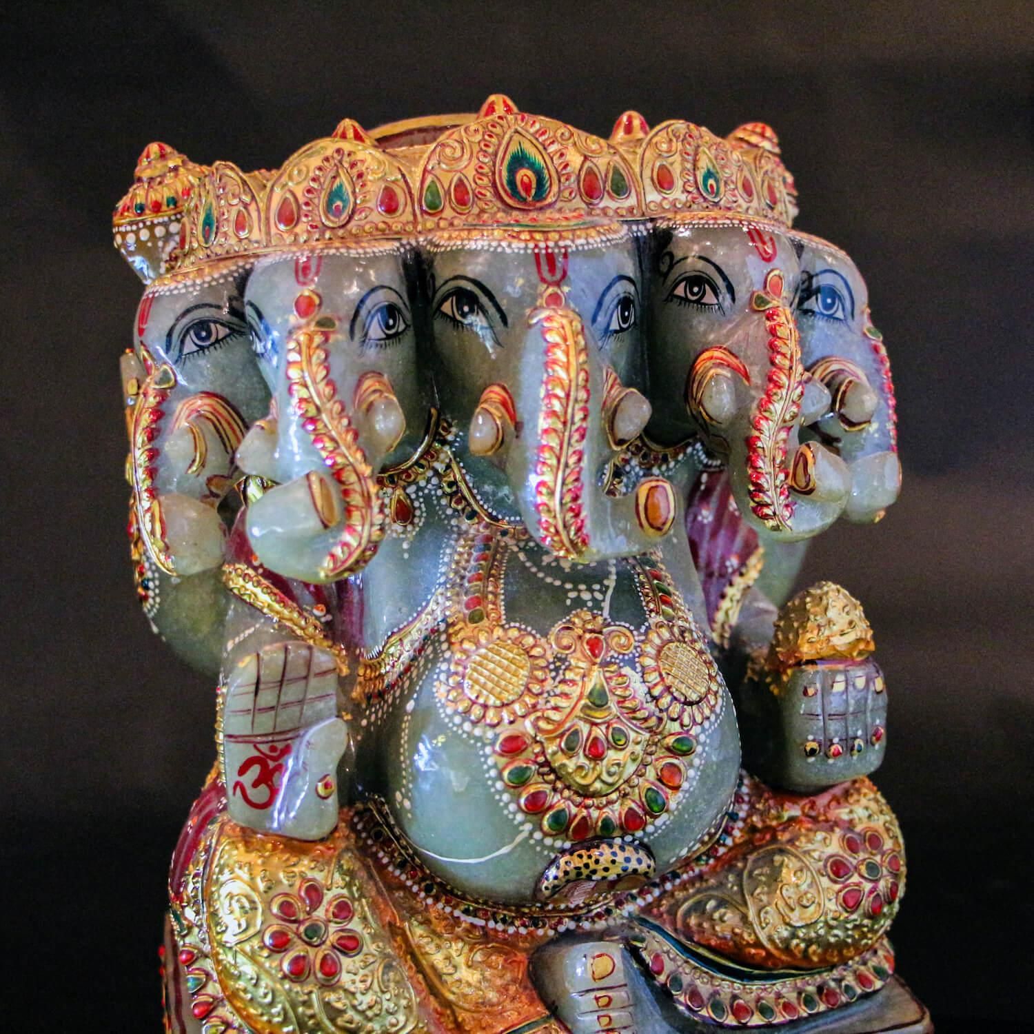 翡翠製 五面 ガネーシャ神像 | 高級インド雑貨カオス 通販