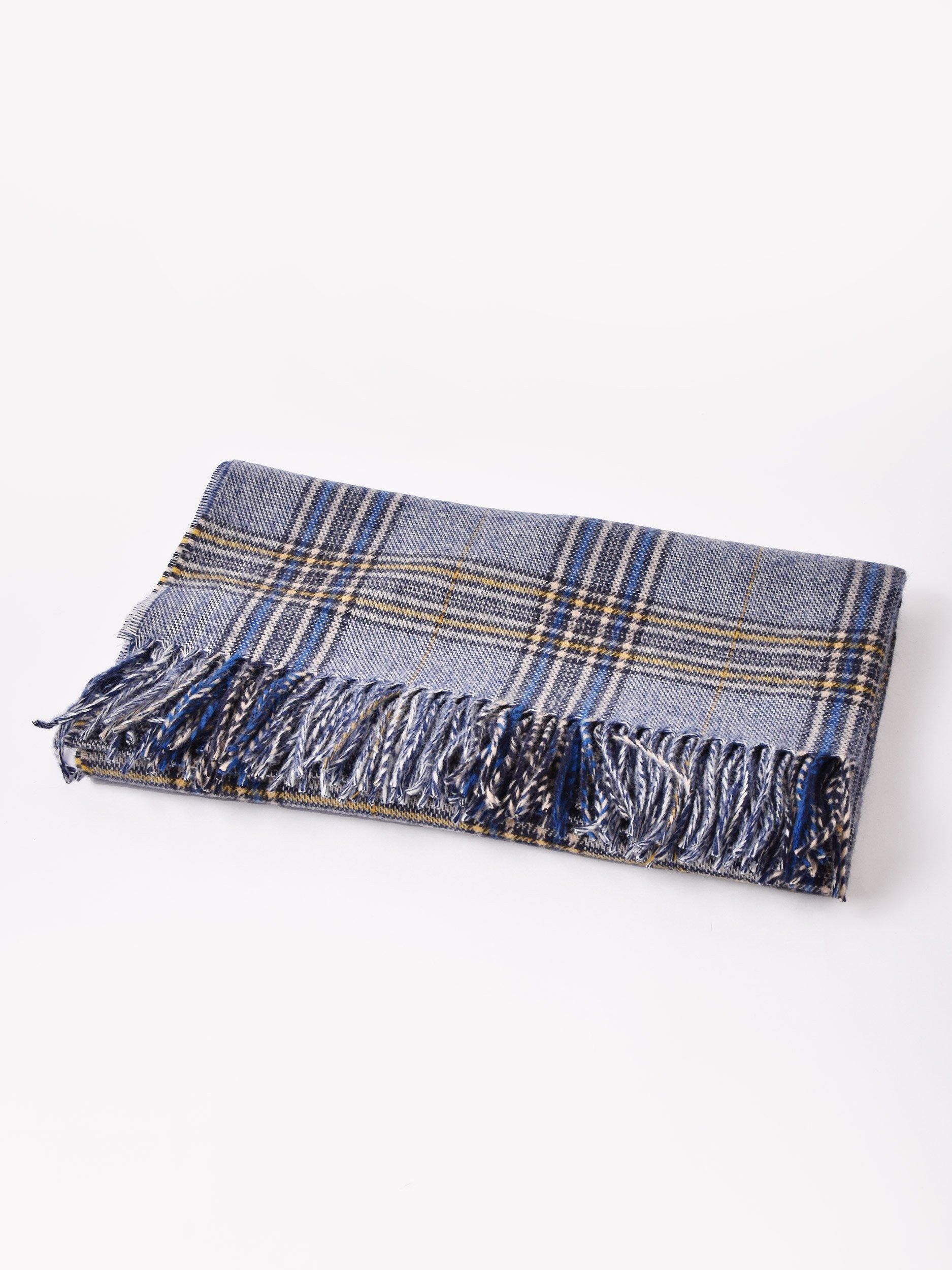 大判チェック柄ストール | グレー×グリーン - 古着屋グレープフルーツ