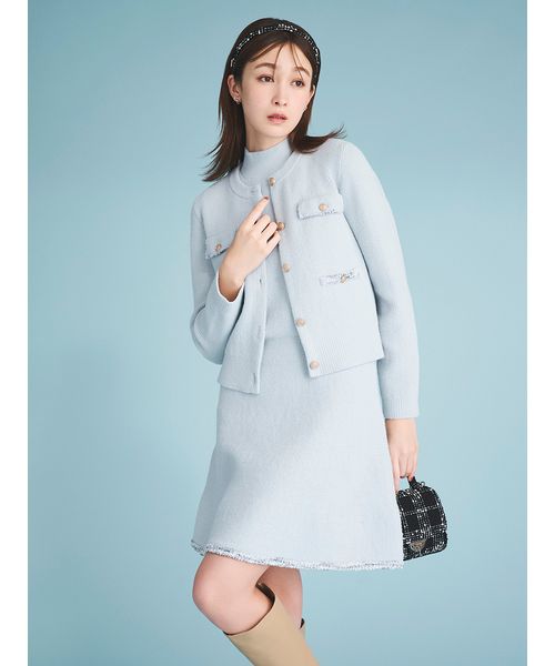 USAGI ONLINE・ZOZO限定カラー】トリムミニニットワンピースセット