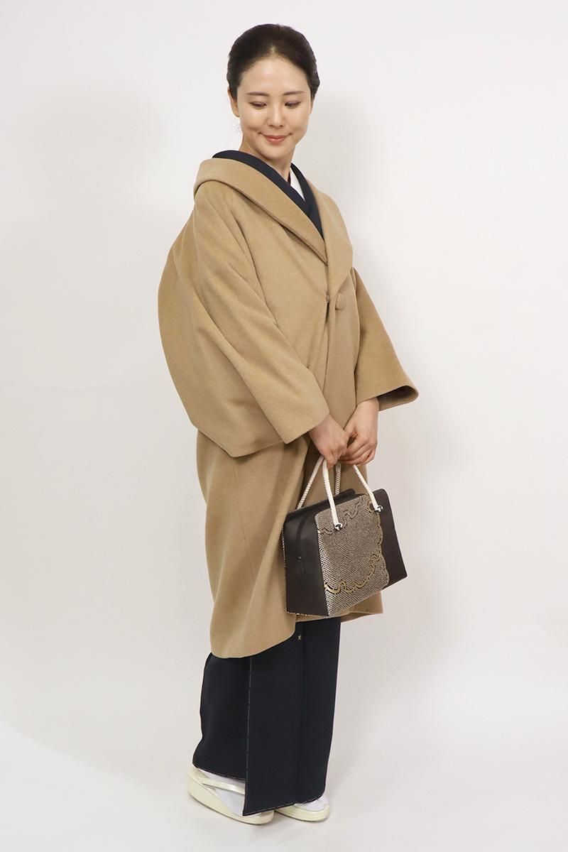 E-1499】カシミア混 和装コート キャメル 無地（N） - 銀座きもの青木