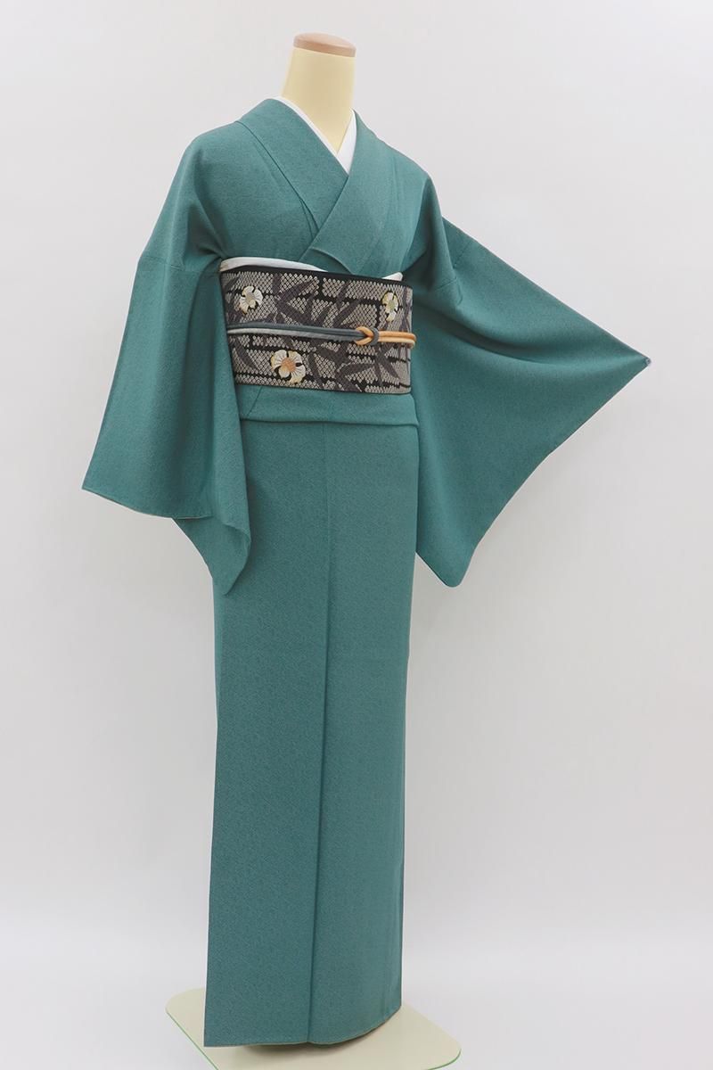 銀座【C-2966】江戸小紋 緑色系 抽象文 :身丈156/裄66.5 - 銀座きもの