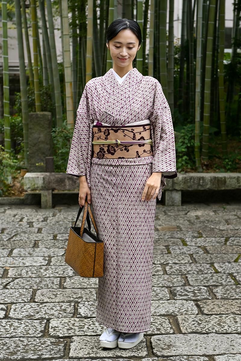 銀座【着物4683】草紫堂製 南部絞紫根染 着物 :身丈158/裄66.5 - 銀座