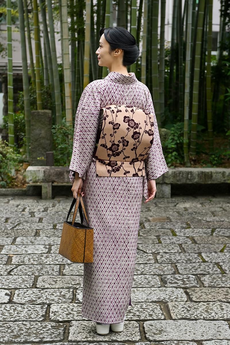 銀座【着物4683】草紫堂製 南部絞紫根染 着物 :身丈158/裄66.5 - 銀座