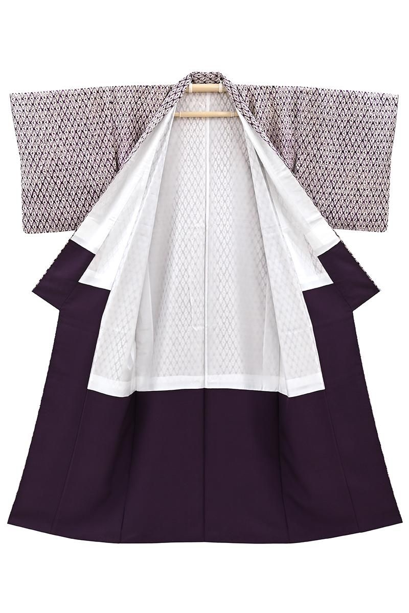 銀座【着物4683】草紫堂製 南部絞紫根染 着物 :身丈158/裄66.5 - 銀座