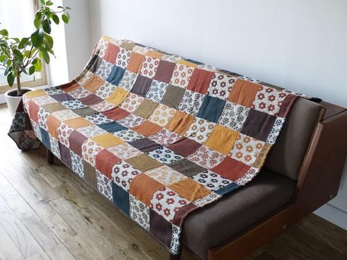 パッチワークブランケット（マルチカラー花模様） - presse 北欧