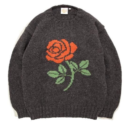 HAVE A GRATEFUL DAY｜ROSE KNIT CREW BROWN