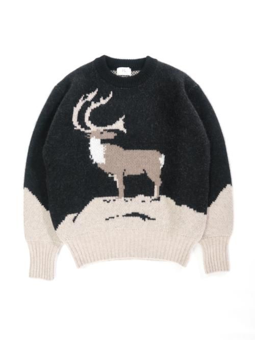 HERILL カシミヤ ジャカードセーター(トナカイ/ブラック)【ユニ