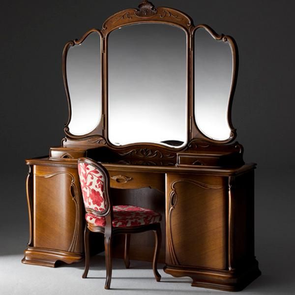 国産・高級ロココ家具【カンティーニュ】ドレッサー「アプローズ」3面