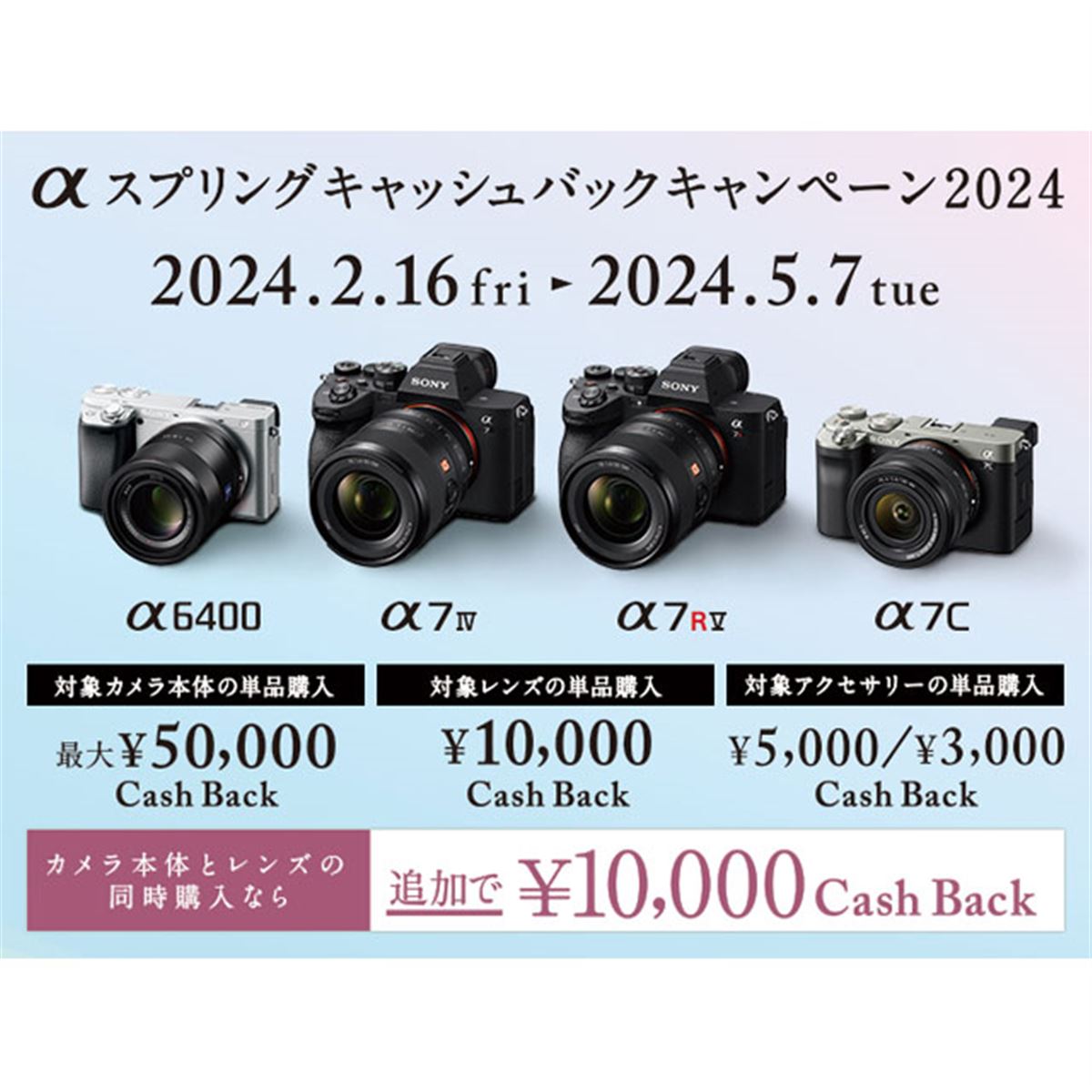 ソニー、カメラ単品最大5万円還元の「αスプリングキャンペーン」は本日