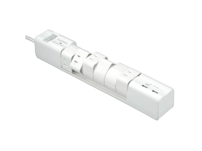 プリンストン、回転式コンセントを採用したUSBポート付きOAタップ