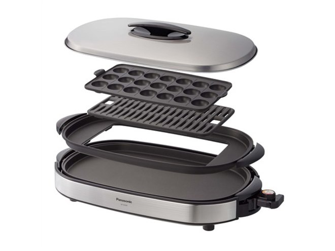 パナソニック、平面・焼肉・たこ焼き用ビッグな3枚プレート付きホット