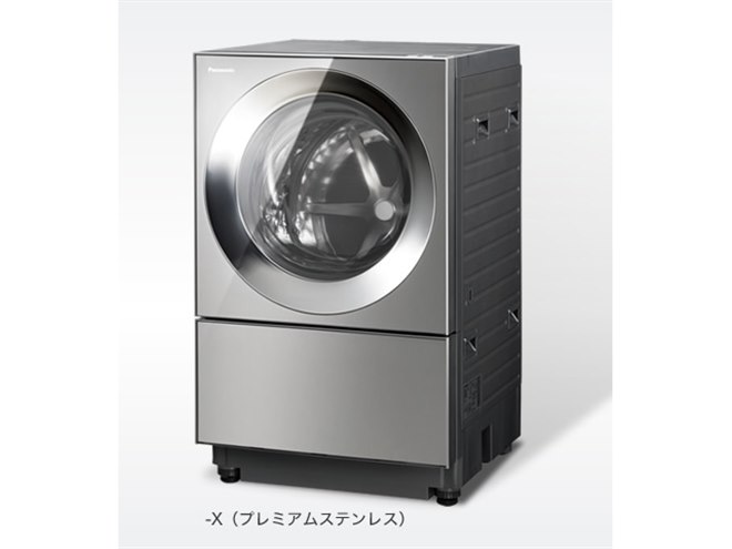 パナソニック、洗剤を自動で投入するステンレス素材のななめドラム洗濯
