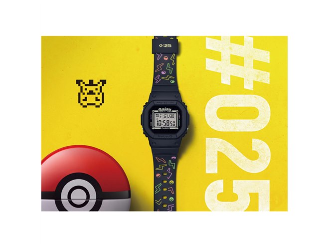 ピカチュウと「BABY-G」がコラボ、ドット絵を使った90年代風デザイン