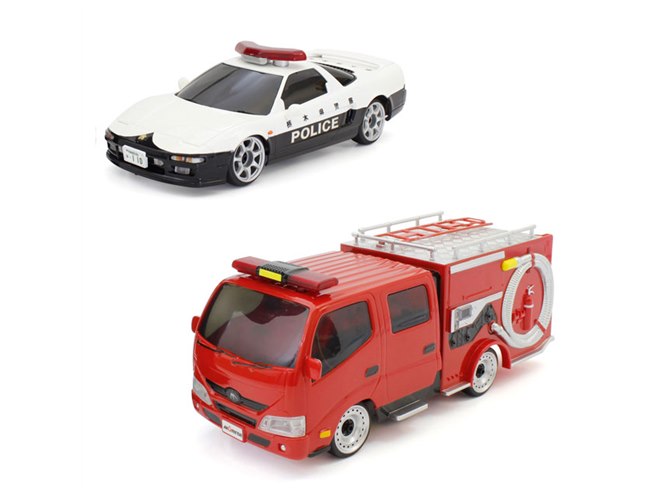 赤色警告灯が光るパトカー/消防車の電動RC、京商「ファーストミニッツ