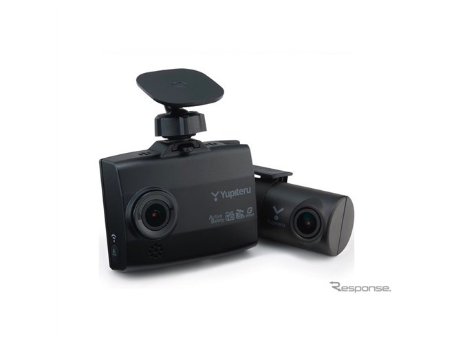 あおり運転をスマホに自動記録、ユピテルが無線LAN対応2カメラドラレコ