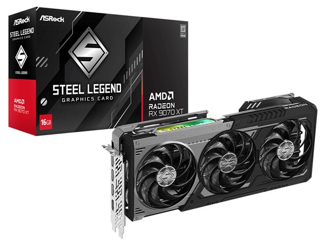 Radeon RX 9070 XT Steel Legend Dark 16GB [PCIExp 16GB]の製品画像