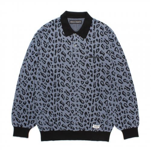 WACKO MARIA ワコマリア LEOPARD JACQUARD KNIT POLO SHIRT - CONUR