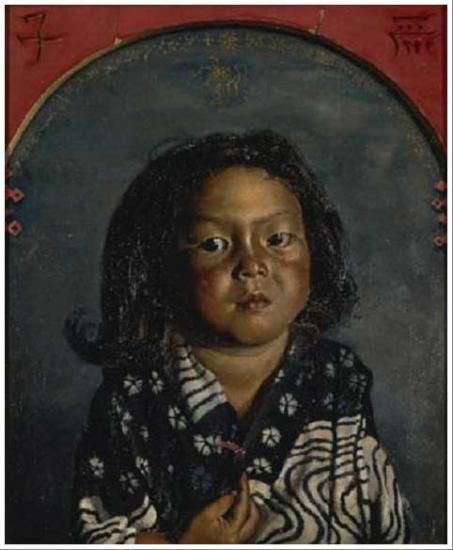 岸田劉生【麗子肖像(麗子五歳之像)】 - 手描き 絵画（油絵複製画）販売