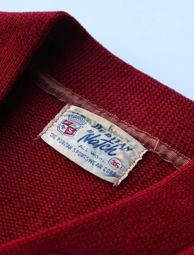 50s PURITAN LETTERED KNIT CARDIGAN SIZE 36 | 1940〜50年代の
