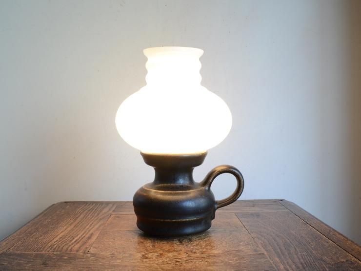 E・古道具 アンティーク雑貨 古材とミニモールドのランプ E・古道具