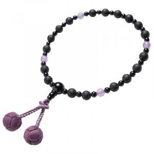 全宗派】 片手念珠・略式数珠 オニキス 藤雲石 ラベンダー 紫 甲州貴石