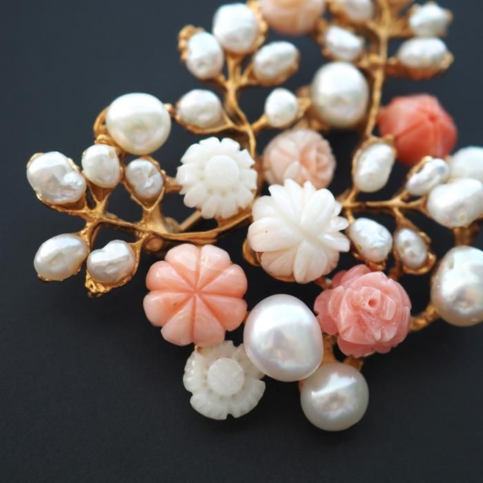 SWOBODA（スワボダ）☆淡水パールと珊瑚 エンジェルスキンコーラル