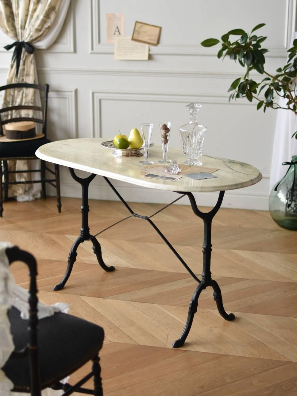 フランスアンティーク家具 鉄脚マーブルトップテーブル.6 フレンチ