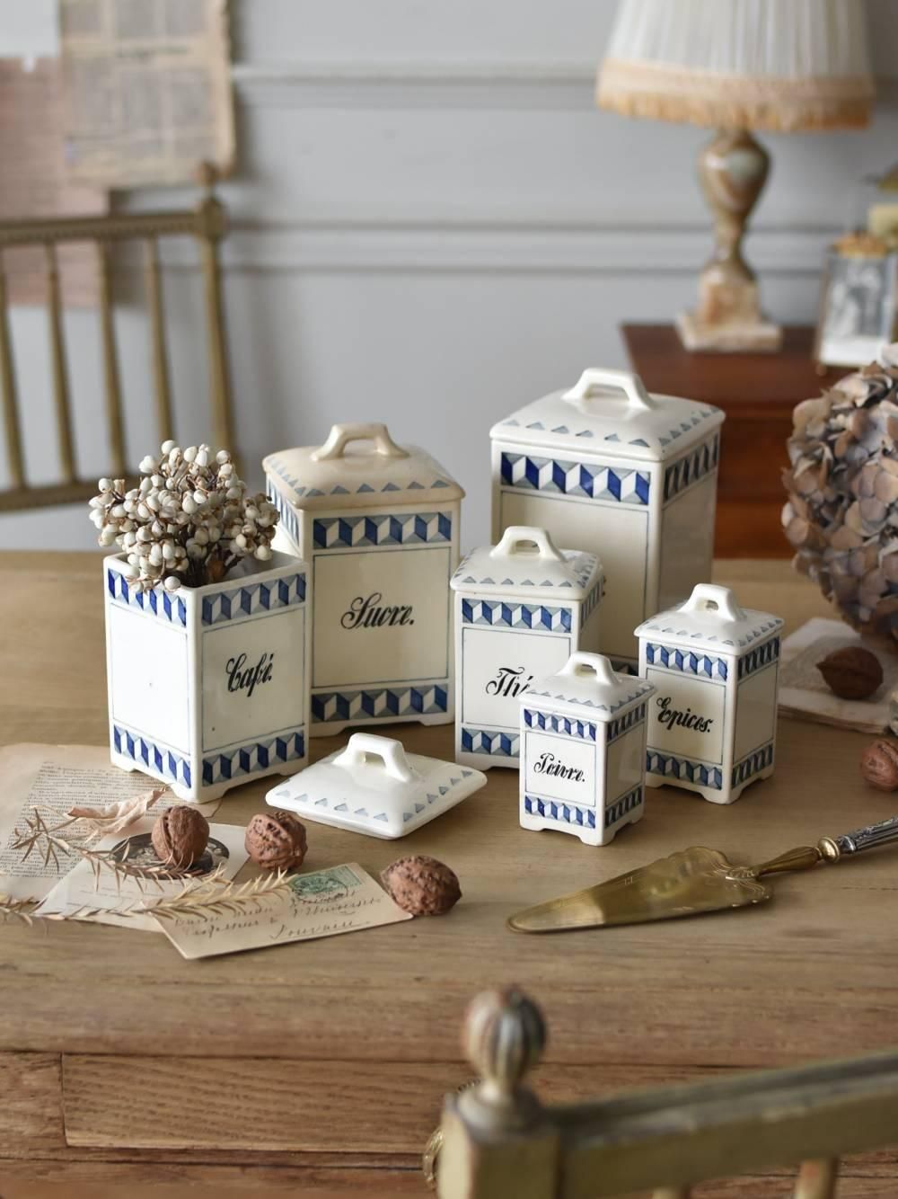 キャニスター6点セット.2 フランスヴィンテージ雑貨 テーブルウェア