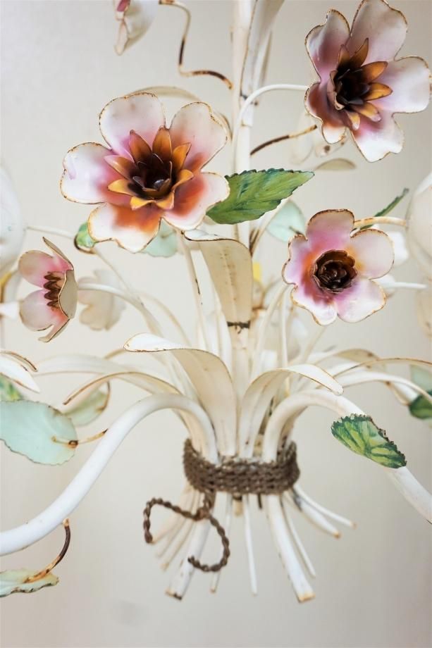 1960-70's ヴィンテージ フラワーモチーフ 5灯シャンデリア